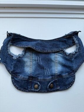 Distressed Dark Blue Denim Dog Vest